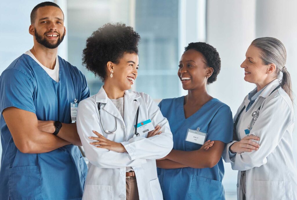 happy group of medical students